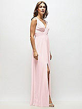 Alt View 7 Thumbnail - Ballet Pink Sleeveless Draped Chiffon Maxi Dress with Front Slit