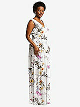 Alt View 1 Thumbnail - Butterfly Botanica Ivory Sleeveless Draped Chiffon Maxi Dress with Front Slit