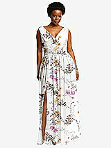 Front View Thumbnail - Butterfly Botanica Ivory Sleeveless Draped Chiffon Maxi Dress with Front Slit