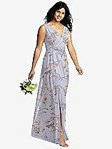 Alt View 4 Thumbnail - Butterfly Botanica Silver Dove Sleeveless Draped Chiffon Maxi Dress with Front Slit