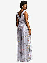 Rear View Thumbnail - Butterfly Botanica Silver Dove Sleeveless Draped Chiffon Maxi Dress with Front Slit