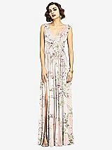 Alt View 3 Thumbnail - Blush Garden Sleeveless Draped Chiffon Maxi Dress with Front Slit