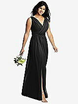 Alt View 4 Thumbnail - Black Sleeveless Draped Chiffon Maxi Dress with Front Slit