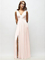 Alt View 6 Thumbnail - Blush Sleeveless Draped Chiffon Maxi Dress with Front Slit