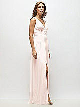 Alt View 7 Thumbnail - Blush Sleeveless Draped Chiffon Maxi Dress with Front Slit