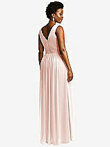 Rear View Thumbnail - Blush Sleeveless Draped Chiffon Maxi Dress with Front Slit