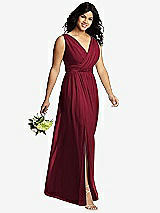 Alt View 4 Thumbnail - Burgundy Sleeveless Draped Chiffon Maxi Dress with Front Slit