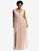 Front View Thumbnail - Cameo Sleeveless Draped Chiffon Maxi Dress with Front Slit