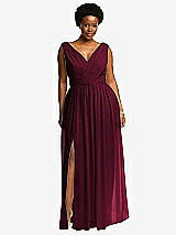 Front View Thumbnail - Cabernet Sleeveless Draped Chiffon Maxi Dress with Front Slit