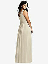 Alt View 2 Thumbnail - Champagne Sleeveless Draped Chiffon Maxi Dress with Front Slit