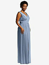 Alt View 1 Thumbnail - Cloudy Sleeveless Draped Chiffon Maxi Dress with Front Slit