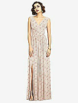 Alt View 3 Thumbnail - Coquette Floral Print Sleeveless Draped Chiffon Maxi Dress with Front Slit