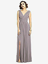 Alt View 3 Thumbnail - Cashmere Gray Sleeveless Draped Chiffon Maxi Dress with Front Slit