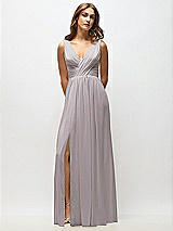 Alt View 6 Thumbnail - Cashmere Gray Sleeveless Draped Chiffon Maxi Dress with Front Slit