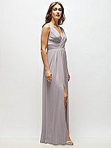 Alt View 7 Thumbnail - Cashmere Gray Sleeveless Draped Chiffon Maxi Dress with Front Slit