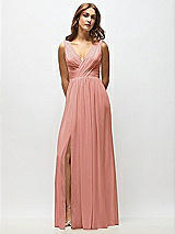 Alt View 6 Thumbnail - Desert Rose Sleeveless Draped Chiffon Maxi Dress with Front Slit