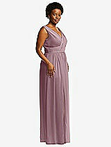 Alt View 1 Thumbnail - Dusty Rose Sleeveless Draped Chiffon Maxi Dress with Front Slit