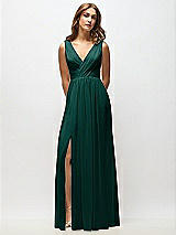 Alt View 6 Thumbnail - Evergreen Sleeveless Draped Chiffon Maxi Dress with Front Slit