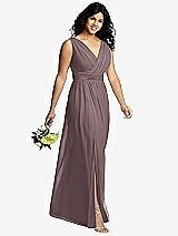 Alt View 4 Thumbnail - French Truffle Sleeveless Draped Chiffon Maxi Dress with Front Slit