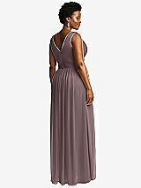 Rear View Thumbnail - French Truffle Sleeveless Draped Chiffon Maxi Dress with Front Slit