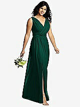 Alt View 4 Thumbnail - Hunter Green Sleeveless Draped Chiffon Maxi Dress with Front Slit