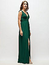 Alt View 7 Thumbnail - Hunter Green Sleeveless Draped Chiffon Maxi Dress with Front Slit
