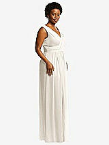 Alt View 1 Thumbnail - Ivory Sleeveless Draped Chiffon Maxi Dress with Front Slit