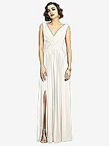 Alt View 3 Thumbnail - Ivory Sleeveless Draped Chiffon Maxi Dress with Front Slit