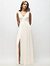 Alt View 6 Thumbnail - Ivory Sleeveless Draped Chiffon Maxi Dress with Front Slit