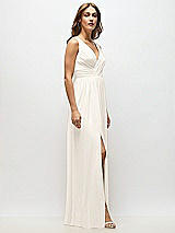 Alt View 7 Thumbnail - Ivory Sleeveless Draped Chiffon Maxi Dress with Front Slit