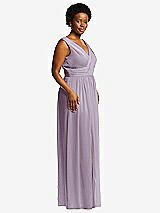 Alt View 1 Thumbnail - Lilac Haze Sleeveless Draped Chiffon Maxi Dress with Front Slit