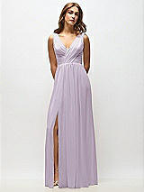 Alt View 6 Thumbnail - Lilac Haze Sleeveless Draped Chiffon Maxi Dress with Front Slit