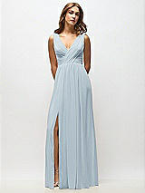 Alt View 6 Thumbnail - Mist Sleeveless Draped Chiffon Maxi Dress with Front Slit