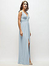 Alt View 7 Thumbnail - Mist Sleeveless Draped Chiffon Maxi Dress with Front Slit