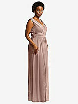 Alt View 1 Thumbnail - Neu Nude Sleeveless Draped Chiffon Maxi Dress with Front Slit