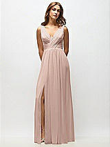 Alt View 6 Thumbnail - Neu Nude Sleeveless Draped Chiffon Maxi Dress with Front Slit