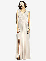 Alt View 3 Thumbnail - Oat Sleeveless Draped Chiffon Maxi Dress with Front Slit