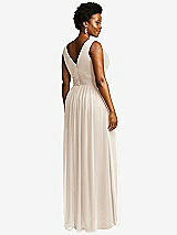 Rear View Thumbnail - Oat Sleeveless Draped Chiffon Maxi Dress with Front Slit