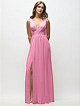 Alt View 6 Thumbnail - Orchid Pink Sleeveless Draped Chiffon Maxi Dress with Front Slit
