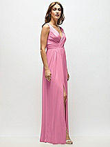 Alt View 7 Thumbnail - Orchid Pink Sleeveless Draped Chiffon Maxi Dress with Front Slit