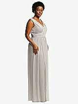 Alt View 1 Thumbnail - Oyster Sleeveless Draped Chiffon Maxi Dress with Front Slit