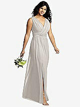 Alt View 4 Thumbnail - Oyster Sleeveless Draped Chiffon Maxi Dress with Front Slit