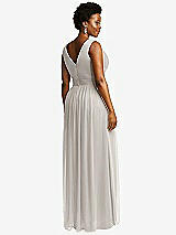 Rear View Thumbnail - Oyster Sleeveless Draped Chiffon Maxi Dress with Front Slit