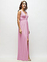 Alt View 7 Thumbnail - Powder Pink Sleeveless Draped Chiffon Maxi Dress with Front Slit