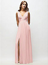 Alt View 6 Thumbnail - Rose Sleeveless Draped Chiffon Maxi Dress with Front Slit