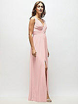 Alt View 7 Thumbnail - Rose Sleeveless Draped Chiffon Maxi Dress with Front Slit