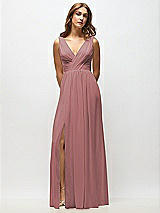 Alt View 6 Thumbnail - Rosewood Sleeveless Draped Chiffon Maxi Dress with Front Slit