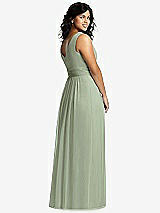 Alt View 2 Thumbnail - Sage Sleeveless Draped Chiffon Maxi Dress with Front Slit