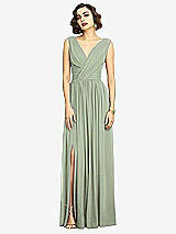 Alt View 3 Thumbnail - Sage Sleeveless Draped Chiffon Maxi Dress with Front Slit