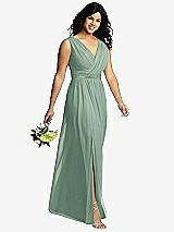 Alt View 4 Thumbnail - Seagrass Sleeveless Draped Chiffon Maxi Dress with Front Slit